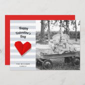 ハバレンタインデー 赤ハート折り紙 フォト シーズンカード (正面/裏面)