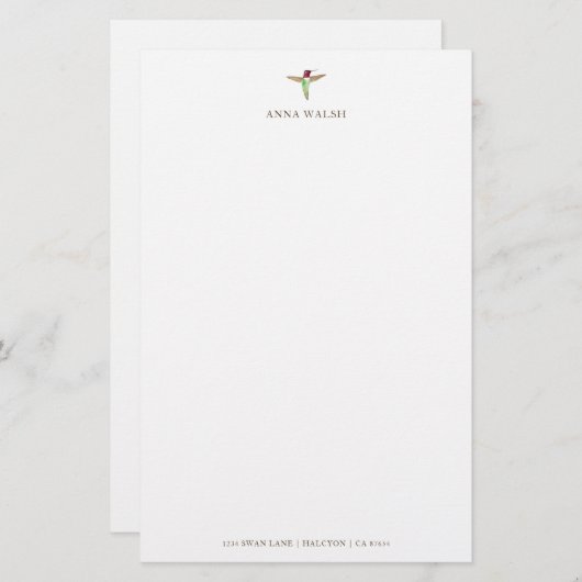 ハパーソナライズされたンミングバード 便箋 (正面/裏面)