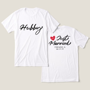 ハビーたった今結婚しました赤いハートイニシャル結婚ズ トライブレンドTシャツ