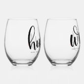 ハビーウィフェイカップルタイポグラフィデザインカスタム ステムなしワイングラス (右)