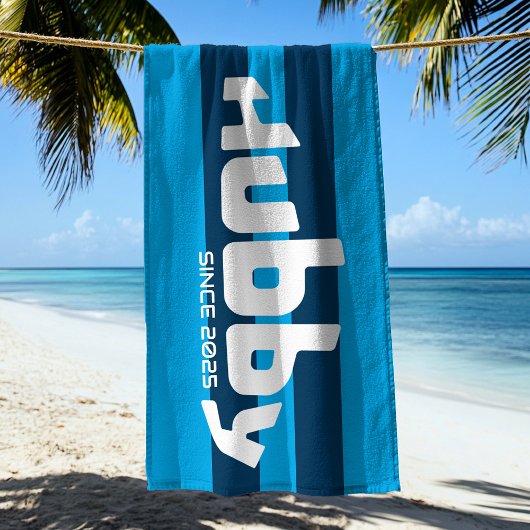 ハビーニューリファイドグルームアクア&ネイビーブルービーチタオル ビーチタオル