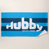 ハビーニューリファイドグルームアクア&ネイビーブルービーチタオル ビーチタオル (正面)