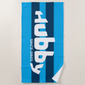 ハビーニューリファイドグルームアクア&ネイビーブルービーチタオル ビーチタオル (正面)