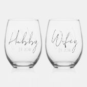 ハビーパーソナライズされたウィフィー設立年 ステムなしワイングラス (裏面)