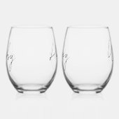 ハビーパーソナライズされたウィフィー設立年 ステムなしワイングラス (左)