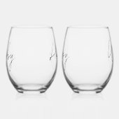 ハビーパーソナライズされたウィフィー設立年 ステムなしワイングラス (右)