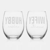 ハビーパーソナライズされた&ウィフィー名 ステムなしワイングラス (裏面)