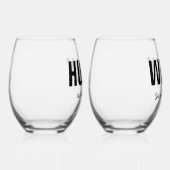 ハビーパーソナライズされた&ウィフィー名 ステムなしワイングラス (右)
