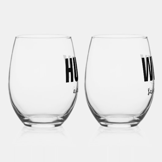 ハビーパーソナライズされた&ウィフィー名 ステムなしワイングラス (右)
