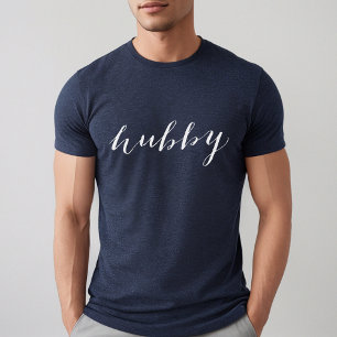 ハビーモダンホワイトスクリプトネイビーメンズ トライブレンドTシャツ