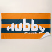 ハビー新婚グルームオレンジ&ネイビービーチタオル ビーチタオル (正面)