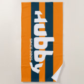 ハビー新婚グルームオレンジ&ネイビービーチタオル ビーチタオル (正面)