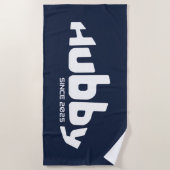 ハビー新婚グルームネイビーブルー&ホワイト ビーチタオル (正面)
