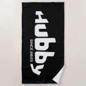 ハビー新婚グルームブラック&ホワイト ビーチタオル (正面)