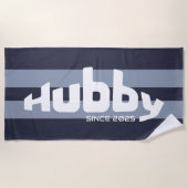 ハビー新婚グルームブルー&ホワイトビーチタオル ビーチタオル (正面)