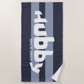 ハビー新婚グルームブルー&ホワイトビーチタオル ビーチタオル (正面)