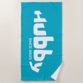 ハビー新婚グルームブルー&ホワイト ビーチタオル (正面)