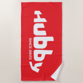 ハビー新婚グルームレッド&ホワイト ビーチタオル (正面)