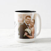 ハビー結婚の写真記念日結婚カップルマグ ツートーンマグカップ (正面右)