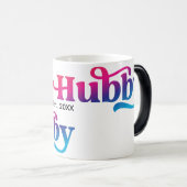 ハビー結婚カップルカスタム記念日カラフル モーフィングマグカップ (正面右)