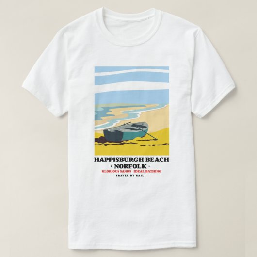 ハピスバラ海岸 ノーフォーク旅行ポスター Tシャツ (デザイン正面)