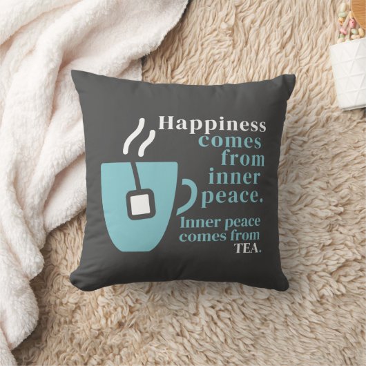 ハピネスお茶おもしろい引用文ワードアート クッション (ブランケット)