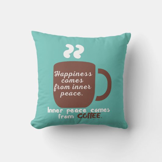 ハピネスはコーヒーおもしろい引用文ワードアート クッション (正面)