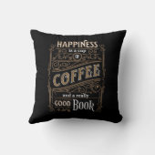 ハピネスはコーヒー&グッドブックブラウンブラック クッション (裏面)