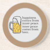 ハピネスはビールおもしろい引用文ワードアート コースター (正面)