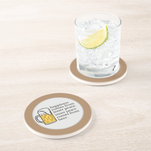 ハピネスはビールおもしろい引用文ワードアート コースター (側面)