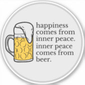 ハピネスはビールおもしろい引用文ワードアート シール (正面)