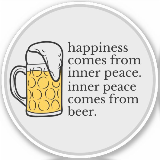 ハピネスはビールおもしろい引用文ワードアート シール (正面)