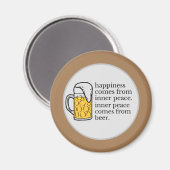 ハピネスはビールおもしろい引用文ワードアート マグネット (正面/裏面)