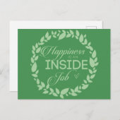 ハピネスは内側のジョブの緑のリースはがき ポストカード (正面/裏面)