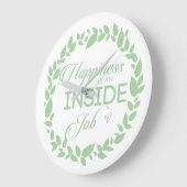 ハピネスは内側のジョブ緑のリース大きな色 ラージ壁時計 (傾斜)