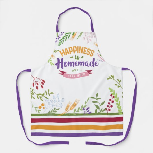 ハピネスは手作りのフローラ&エストライププロン エプロン (正面)
