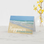 ハピネスは暖かいビーチおもしろいシーサイド引用文 カード (黄色い花)