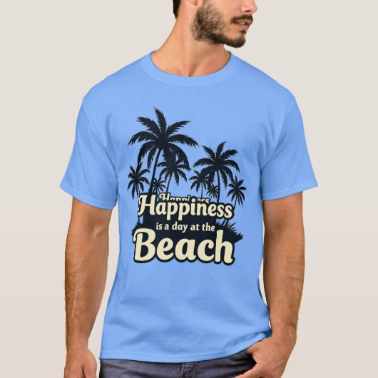ハピネスは1日でビーチレトロパーム Tシャツ (正面)