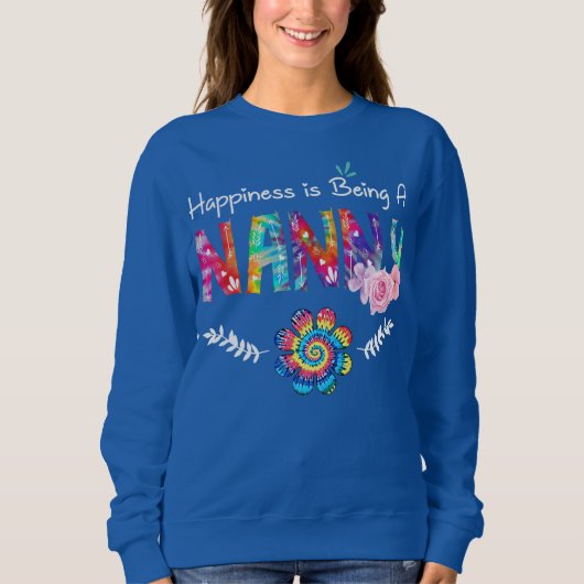 ハピネスイズバニーフラワー絞り染め母 スウェットシャツ (正面)