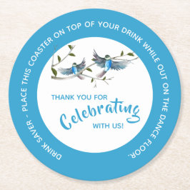 ハピネスドリンクセーバーのブルーバード紙コースター ラウンドペーパーコースター