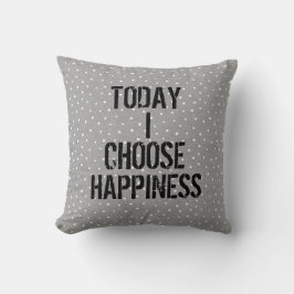 ハピネス引用文オン水玉模様 クッション
