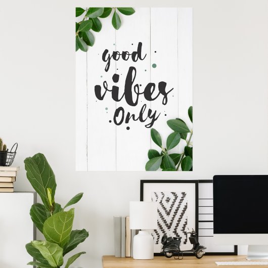 ハピネス引用文グッドバイブのみ ポスター (ホームオフィス)