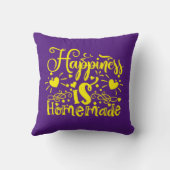 ハピネス感動的引用文紫イエロー クッション (裏面)