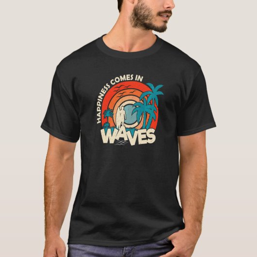 ハピネス来インウェーブサーファービーチ海海 Tシャツ (正面)