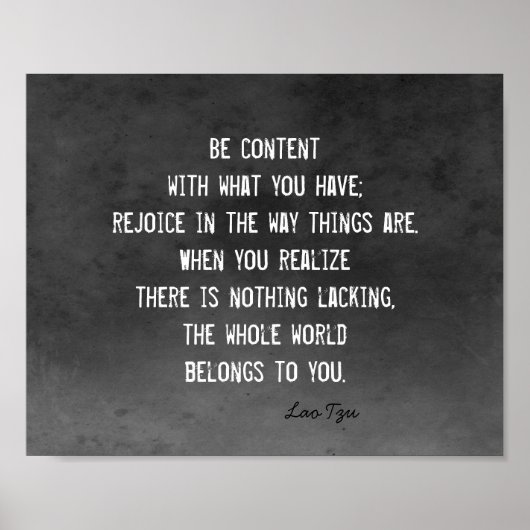 ハピネス禅引用文ラオスTzu白の上の炭の灰色 ポスター (正面)