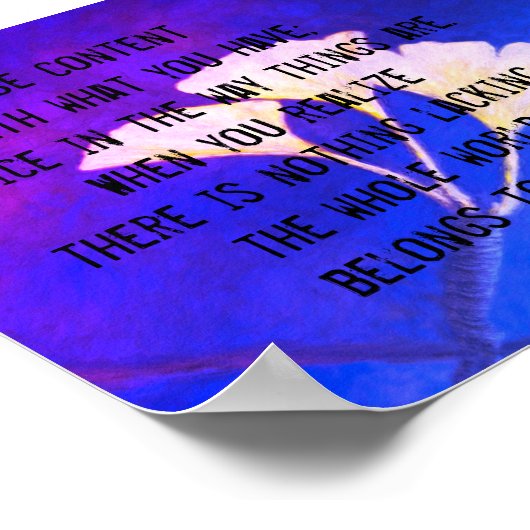 ハピネス禅引用文青と紫の自然アート ポスター (角)