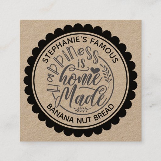 ハピネス自家製ヴィンテージクラフト紙 スクエア名刺 (正面)