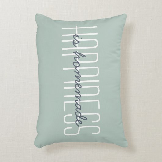 ハピネス自家製引用文グリーンブルー装飾品 アクセントクッション (正面(垂直))