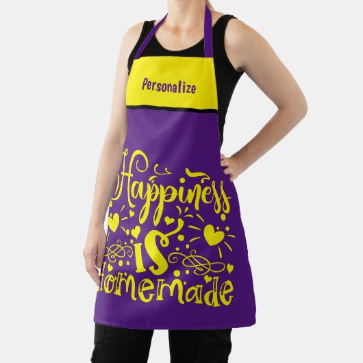 ハピネス自家製引用文パープルイエロー エプロン (インサイチュ)