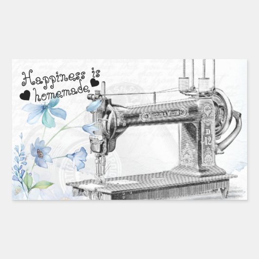 ハピネス自家製裁縫テーマ 長方形シール (正面)